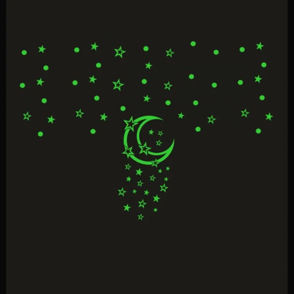 Generic Green Galaxy Of Stars With Moon Radium Wall Sticker - Image 4