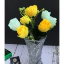 Generic Artificial Rose Flowers Bunch Bouquet Of 7 Roses For Home Decoration (Color: Yellow, Material: Silk Polyester)