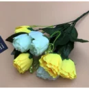 Generic Artificial Rose Flowers Bunch Bouquet Of 7 Roses For Home Decoration (Color: Yellow, Material: Silk Polyester)