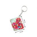 Generic Pack Of 3_ Heart Shape Decorated With Buttons One Side Printed Rectangle Designer Keychain (Multi Color)