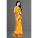 Generic Women's Net Saree With Blouse (Yellow, 5-6Mtrs)