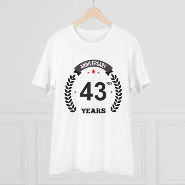 Generic Men's PC Cotton 43rd Anniversary Printed T Shirt (Color: White, Thread Count: 180GSM) - Image 3