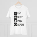 Generic Men's PC Cotton Eat Sleep Pubg Repeat Printed T Shirt (Color: White, Thread Count: 180GSM)