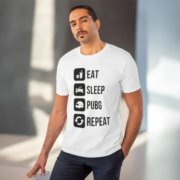 Generic Men's PC Cotton Eat Sleep Pubg Repeat Printed T Shirt (Color: White, Thread Count: 180GSM) - Image 6