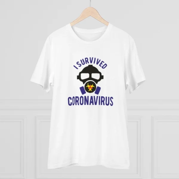 Generic Men's PC Cotton I Survived Coronavirus Printed T Shirt (Color: White, Thread Count: 180GSM) - Image 3