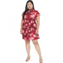 Generic Women's Shirt Maroon Dress (Color:Maroon, Material:Polyester)