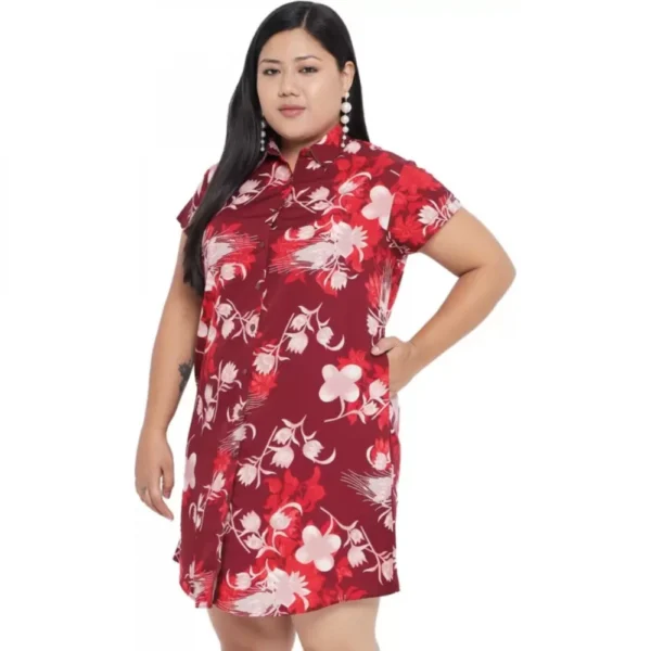 Generic Women's Shirt Maroon Dress (Color:Maroon, Material:Polyester) - Image 4