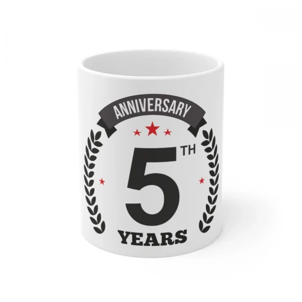 Generic Ceramic 5th Anniversary Printed Coffee Mug (Color: White, Capacity:330ml)