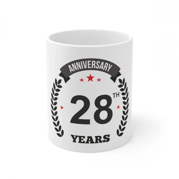 Generic Ceramic 28th Anniversary Printed Coffee Mug (Color: White, Capacity:330ml)