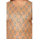 Generic Women's Casual 3/4th Sleeve Golden Foil Printed Pure Cotton Straight Kurti (Light Orange)