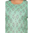 Generic Women's Casual 3/4th Sleeve Golden Foil Printed Pure Cotton Straight Kurti (Pista Green)