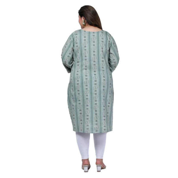 Generic Women's Office wear Golden Foil Capsule A-Line Kurti (Light Green) - Image 3