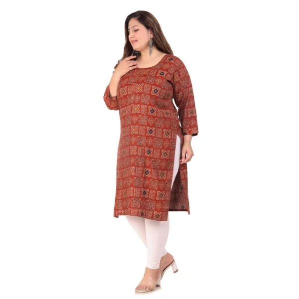 Generic Women's Office wear Designer Printed Capsule Straight Kurti (Maroon) - Image 7