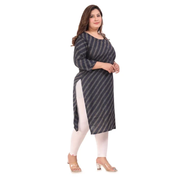 Generic Women's Office wear Stripe Capsule Straight Kurti (Navy Blue) - Image 7