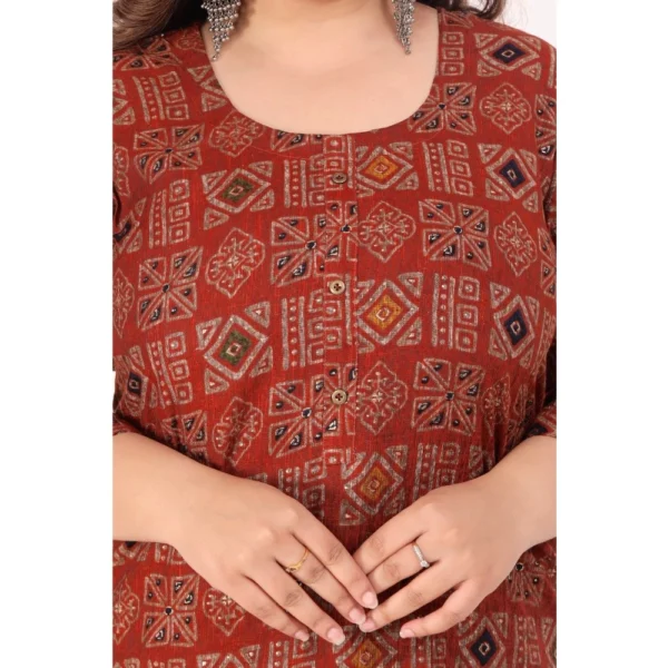 Generic Women's Office wear Designer Printed Capsule Straight Kurti (Maroon) - Image 4