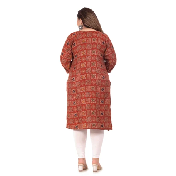 Generic Women's Office wear Designer Printed Capsule Straight Kurti (Maroon) - Image 3