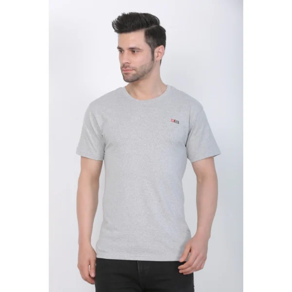 Generic Men's Cotton Jersey Round Neck Plain Tshirt (Grey Melange)