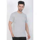 Generic Men's Cotton Jersey Round Neck Plain Tshirt (Grey Melange)