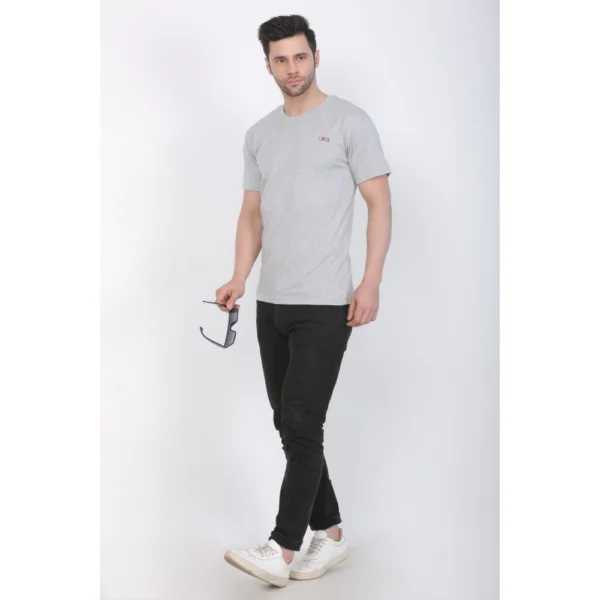 Generic Men's Cotton Jersey Round Neck Plain Tshirt (Grey Melange) - Image 3