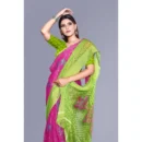 Generic Women's Viscose Rayon Printed Saree With Unstitched Blouse (Pink)