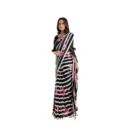 Generic Women's Georgette Printed Saree With Unstitched Blouse (Black)