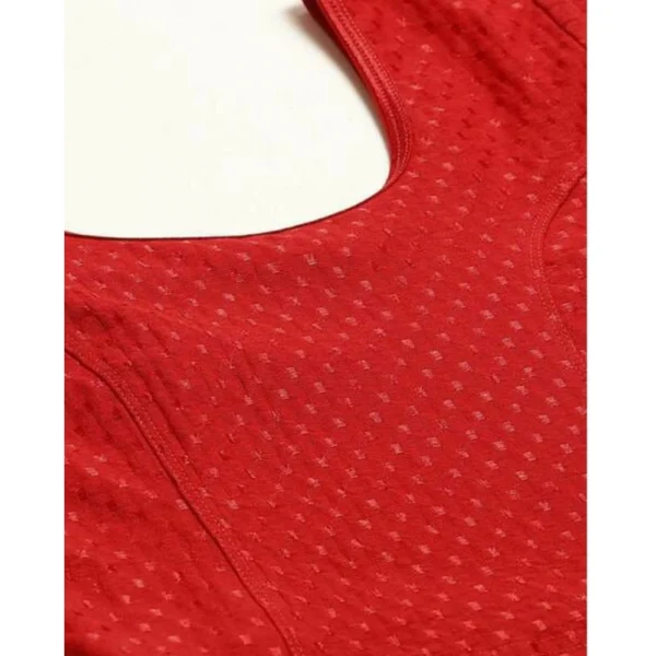 Generic Women's Cotton Lycra Blend Solid Non Padded Readymade Blouse (Red, Size: Free Size) - Image 2