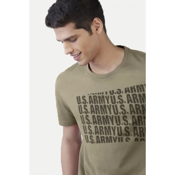 Generic Men's Casual Half sleeve Printed Cotton Crew Neck T-shirt (Green) - Image 3