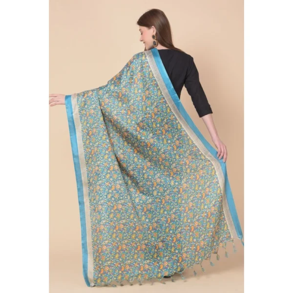 Generic Women's Art Silk Printed Dupatta (Turquoise, Length: 2.25 to 2.50 Mtr) - Image 5