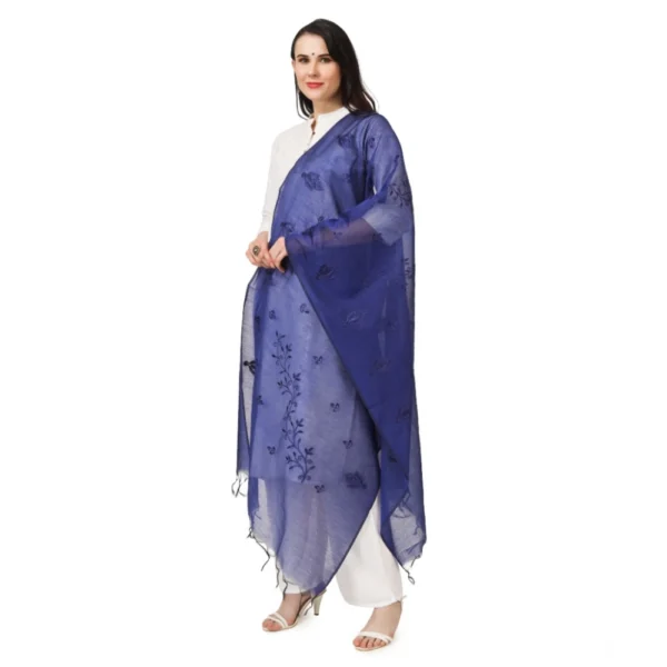 Generic Women's Cotton Embroidered Dupatta (Blue, Length: 2.25 to 2.50 Mtr) - Image 5