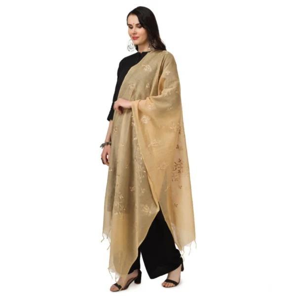 Generic Women's Cotton Embroidered Dupatta (Gold, Length: 2.25 to 2.50 Mtr) - Image 5