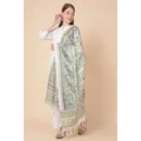 Generic Women's Art Silk Printed Dupatta (Grey, Length: 2.25 to 2.50 Mtr)