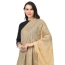 Generic Women's Cotton Embroidered Dupatta (Gold, Length: 2.25 to 2.50 Mtr)