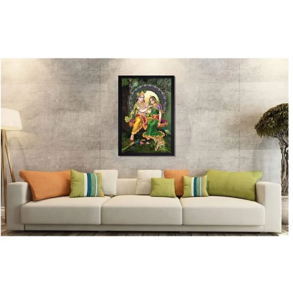 Generic Radha Krishna Painting with Synthetic Photo Frame (Multicolor) - Image 2