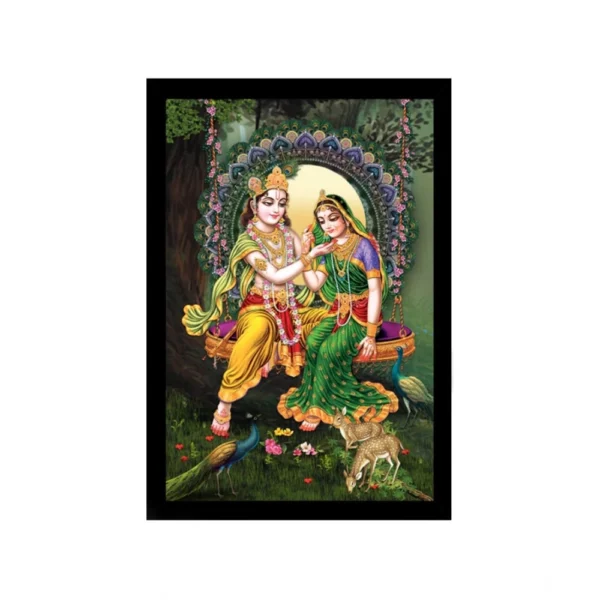 Generic Radha Krishna Painting with Synthetic Photo Frame (Multicolor)