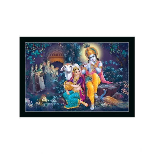 Generic Radha Krishna Painting with Synthetic Photo Frame (Multicolor)