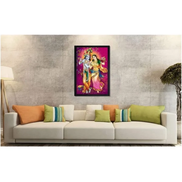 Generic Radha Krishna Painting with Synthetic Photo Frame (Multicolor) - Image 2