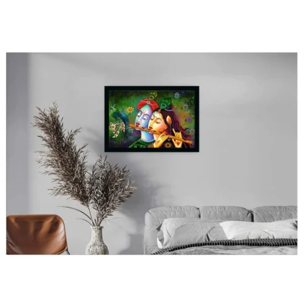 Generic Radha Krishna Painting with Synthetic Photo Frame (Multicolor) - Image 2