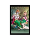 Generic Beautiful Radha Krishna Vinyl Sparkle Coated with Synthetic Photo Frame (Multicolor)