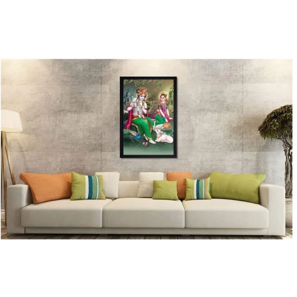 Generic Beautiful Radha Krishna Vinyl Sparkle Coated with Synthetic Photo Frame (Multicolor) - Image 2