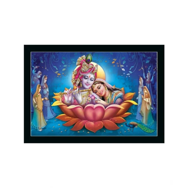 Generic Radha Krishna Painting with Synthetic Photo Frame (Multicolor)