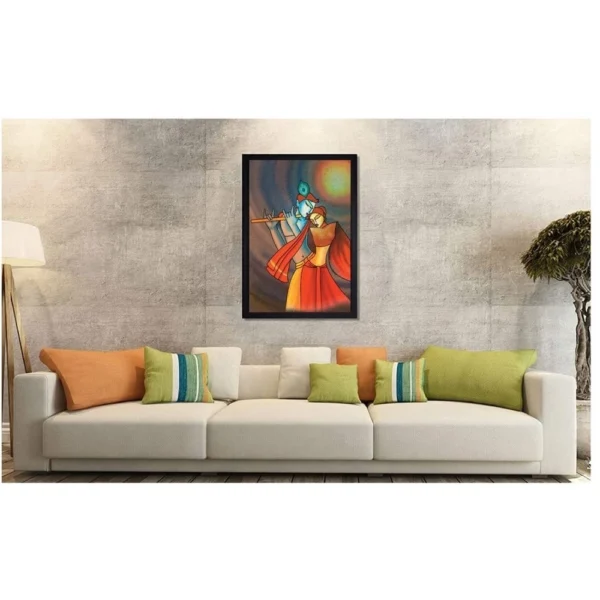 Generic Radha Krishna Painting with Synthetic Photo Frame (Multicolor) - Image 2