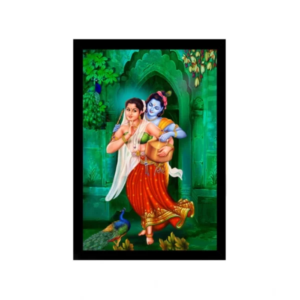 Generic Radha Krishna Painting with Synthetic Photo Frame (Multicolor)