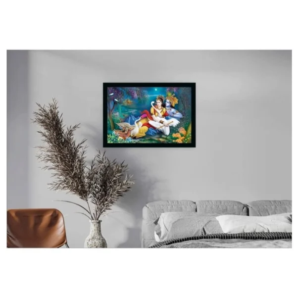 Generic Radha Krishna Painting with Synthetic Photo Frame (Multicolor) - Image 2