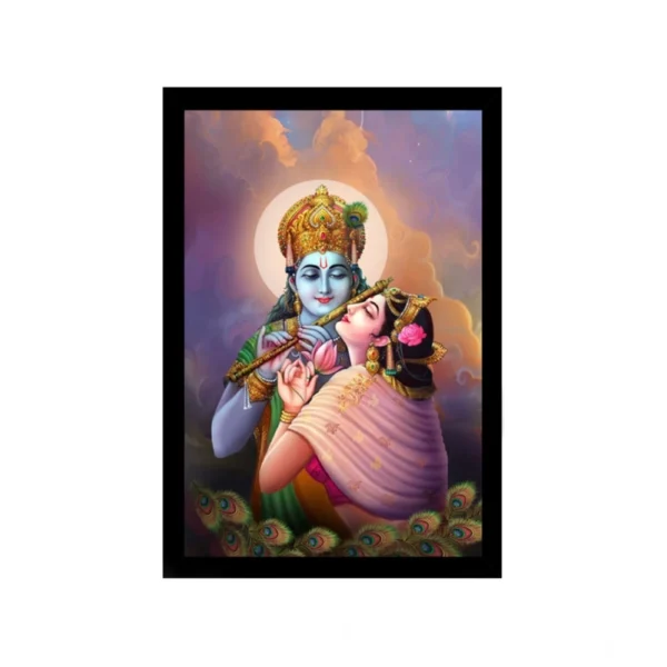 Generic Radha Krishna Painting with Synthetic Photo Frame (Multicolor)