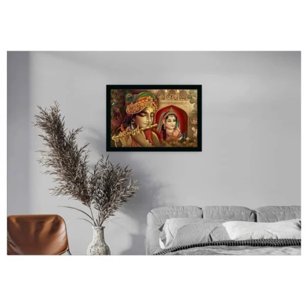 Generic Radha Krishna Painting with Synthetic Photo Frame (Multicolor) - Image 2