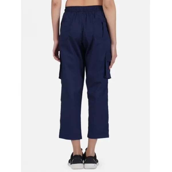 Generic Women's Casual Cotton Solid Cargo Pants (Navy Blue) - Image 3