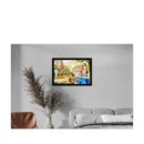 Generic Rajasthani Village Modern Art Painting with Synthetic Photo Frame (Multicolor)