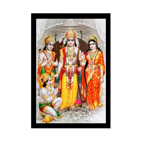 Generic Ram Dharbar Painting with Synthetic Photo Frame (Multicolor)