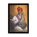 Generic Rajasthani Village Modern Art Painting with Synthetic Photo Frame (Multicolor)