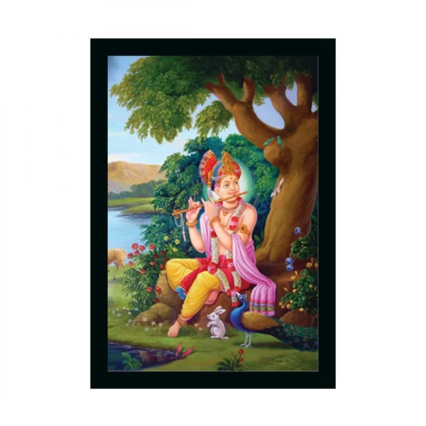 Generic Radha Krishna Painting with Synthetic Photo Frame (Multicolor)